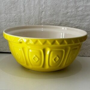 Mason Cash S12 Mixing Bowl Yellow Embossed Earthenware 11.5 Inch Made in England